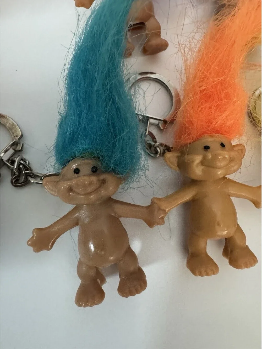 Vintage Acme 1991 Troll Keychains Lot of 8 Neon Hair Mini Troll Dolls Hong Kong